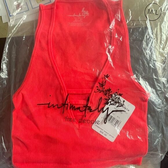 NWTs Free People Intimately Strapped In Brami in Neon Pink - Picture 2 of 2